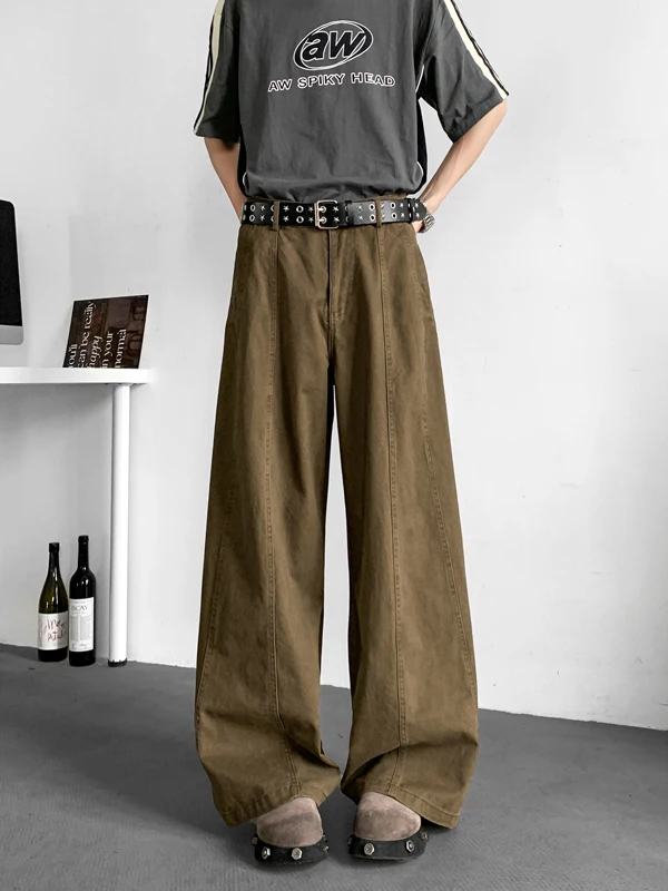 

Джинсы с американской талией в стиле ретро, мужские весенне-летние широкие ножи, повседневные прямые джинсы свободного покроя