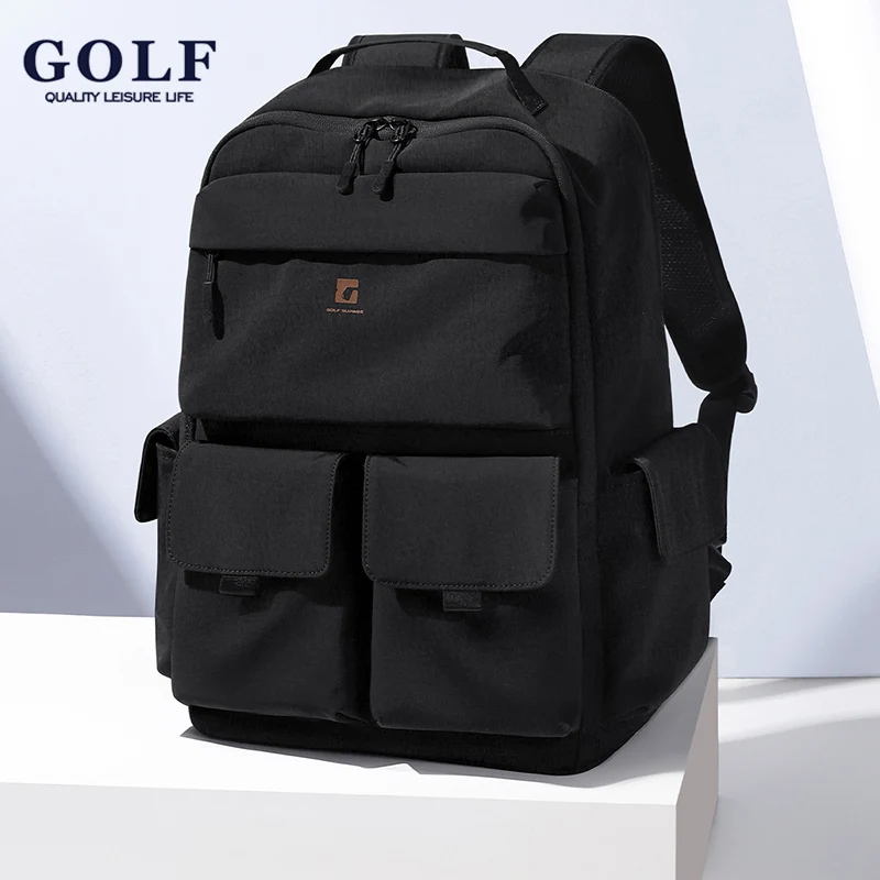 GOLF Men's Travel Backpack Large Capacity Camping Bag Multi-pocket Nylon School Backpack 15.6 Inch Laptop Backpacks Black
