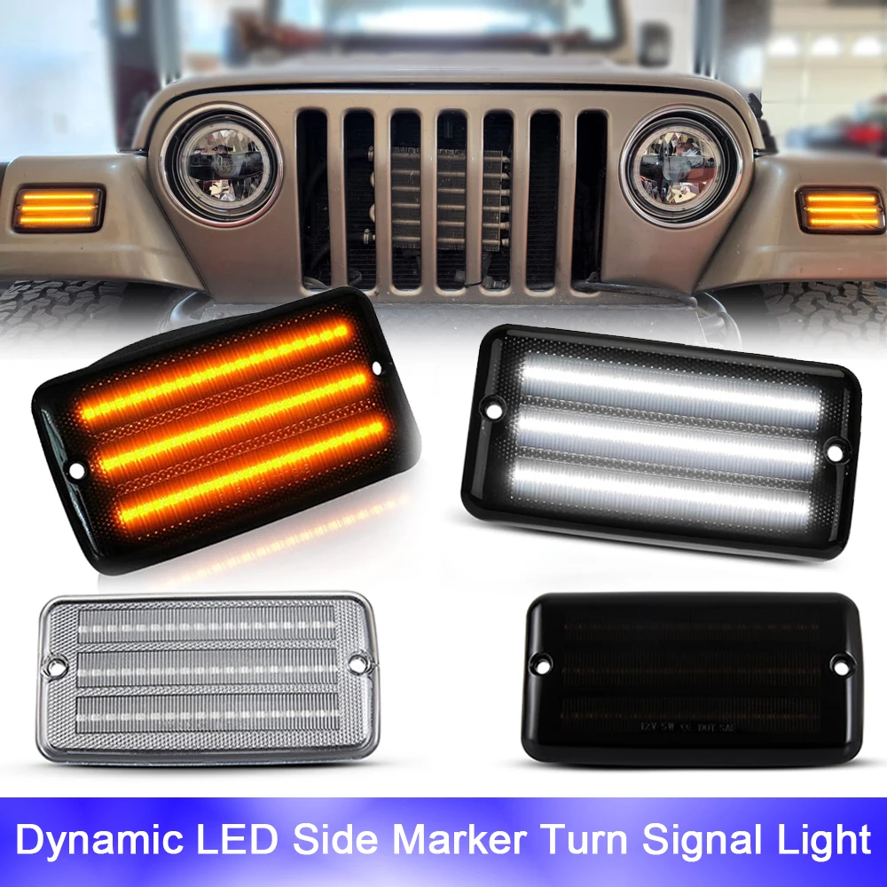 

2x Bumper Turn Signal Lights Side Marker Light For Jeep Wrangler TJ 1997-2006 Front Turn Signal Lamp Repeat Blinker Indicator