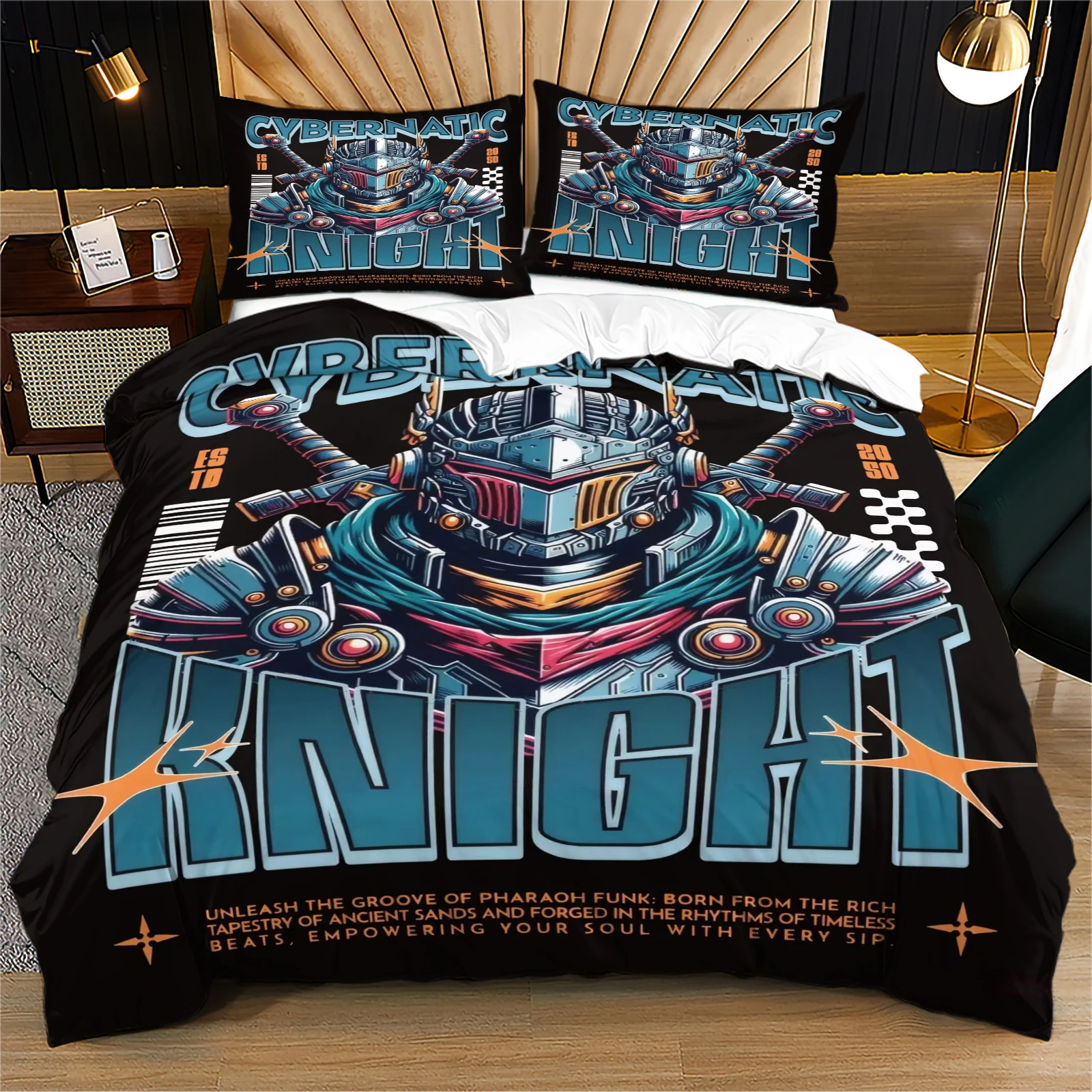 Cyber Graffiti Duvet Cover 3-Piece Set, Sci-Fi Trendy Bedding for Youth