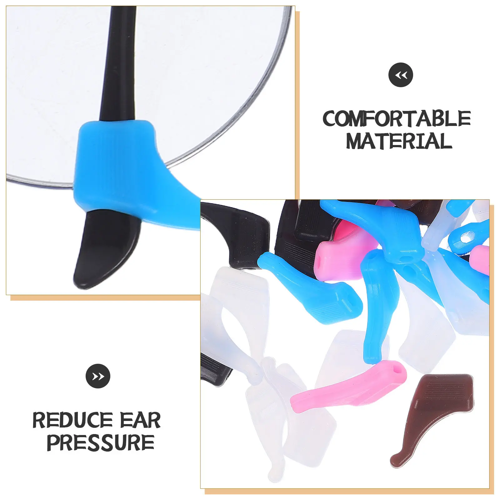 50Pairs Silicone Eyeglass Temple Tips Soft Anti Slip Glasses Ear Hooks Universal Fit for Sports Daily Use Eyewear Retainers