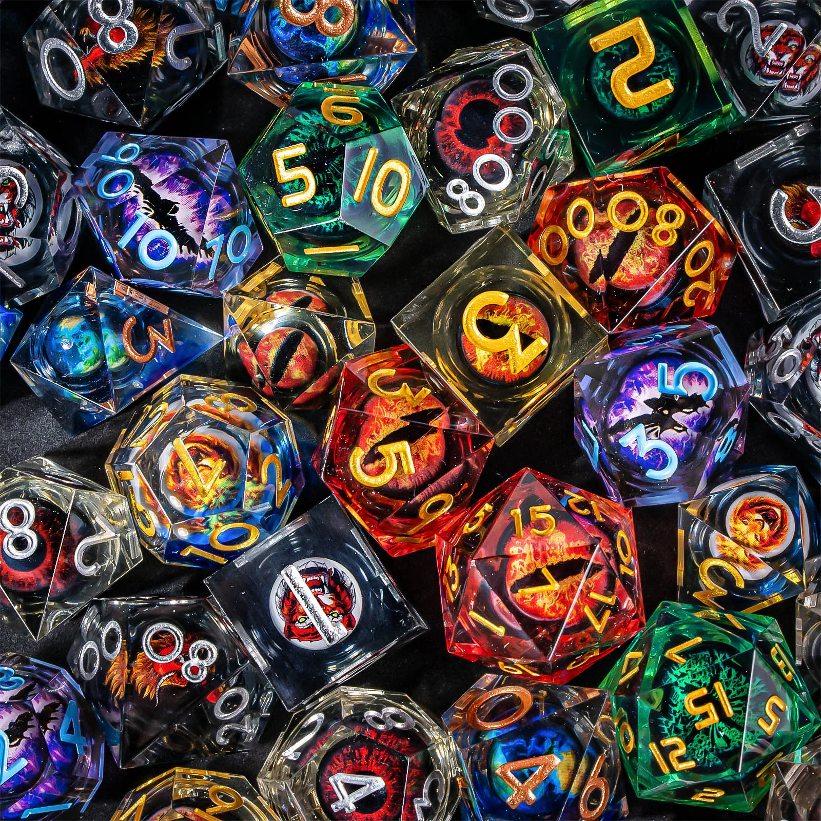 

Dragon Eye Dice Mystery Box Liquid Core Resin Polyhedral Dice Set, Mystery Box Dice for Dungeons and Dragons, D&D Dice Blind Box