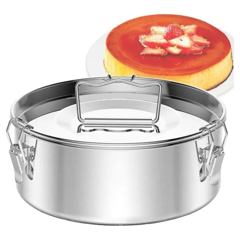 ABRU-Flan Maker For 6 Quart Pot-Flan Pan, Flaneramold Stainless Steel Flan Mold With Lid-Electric Stovetop Compatible