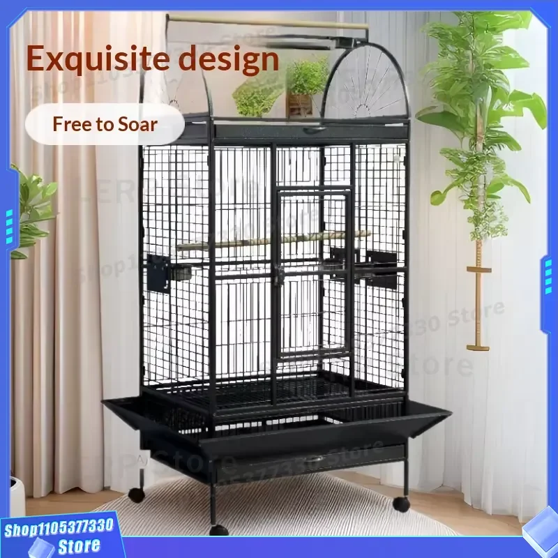 Large Parrot Cage with Wheels Exquisite Bird House Comfortable Space for Pet Birds Wholesale Supplies Manufacturer Direct