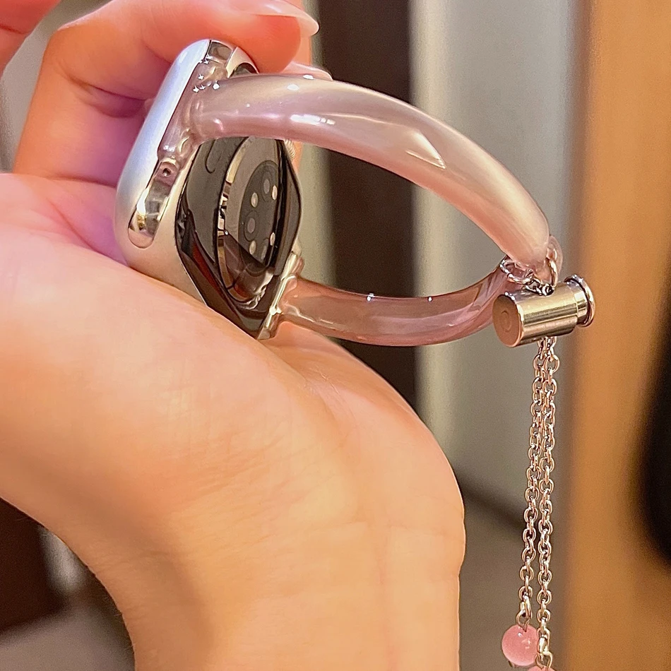 Cat's Eye Bangle Strap For Apple Watch Band S11/10/9/8/7/SE/6/5/4/Ultra 3 IWatch 49/46/45/44/42/41/40/38mm Laser Shiny Bracelet