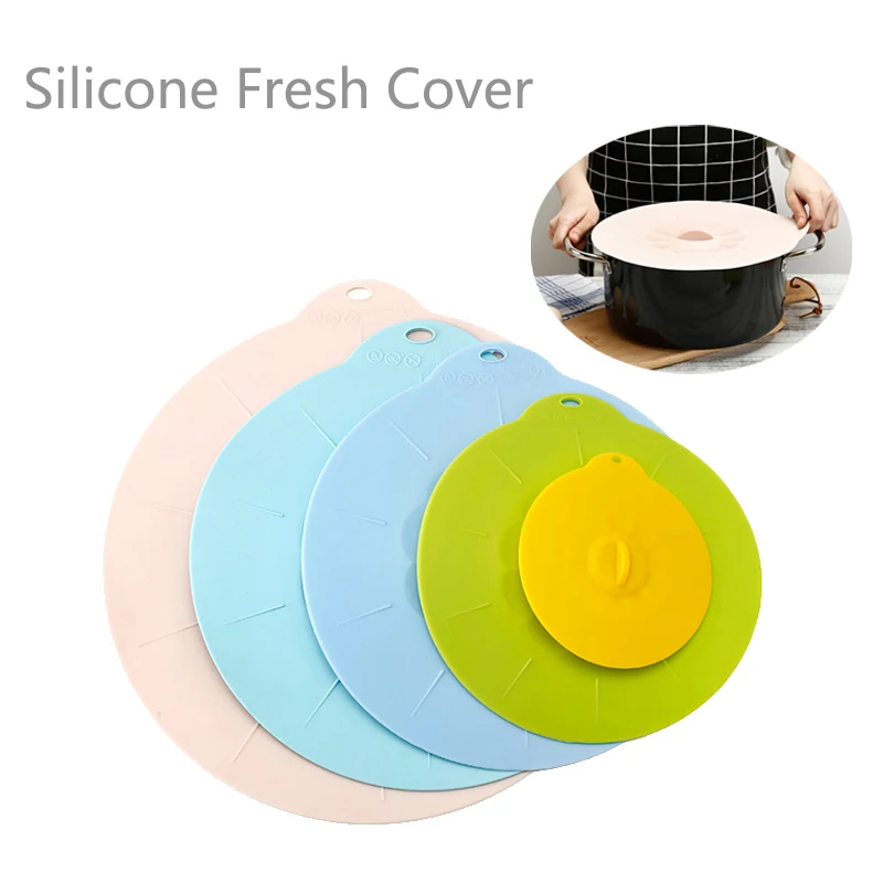 Reusable Silica gel Spill Stopper Cover Universal Silicone Food Bowl Pot Lid Silicone Cover Pan Cooking Kitchen Accessories DC05