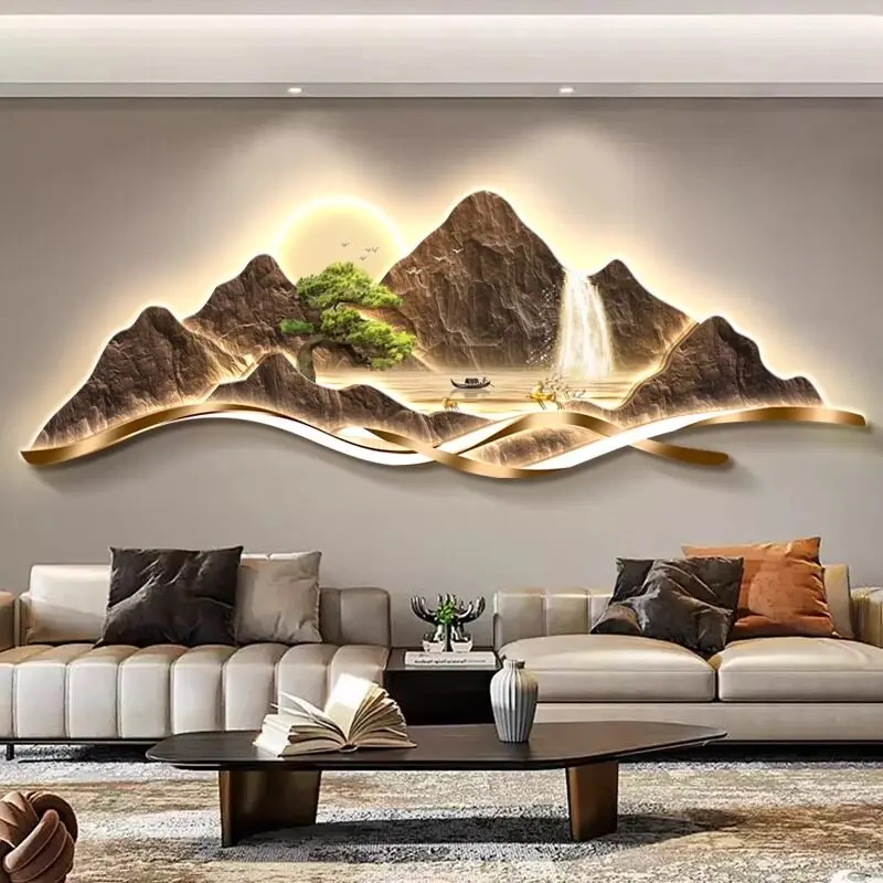 eh-large wall decorative painting Led light interior high-end painting sofa background tableau décoration mural room decoration-