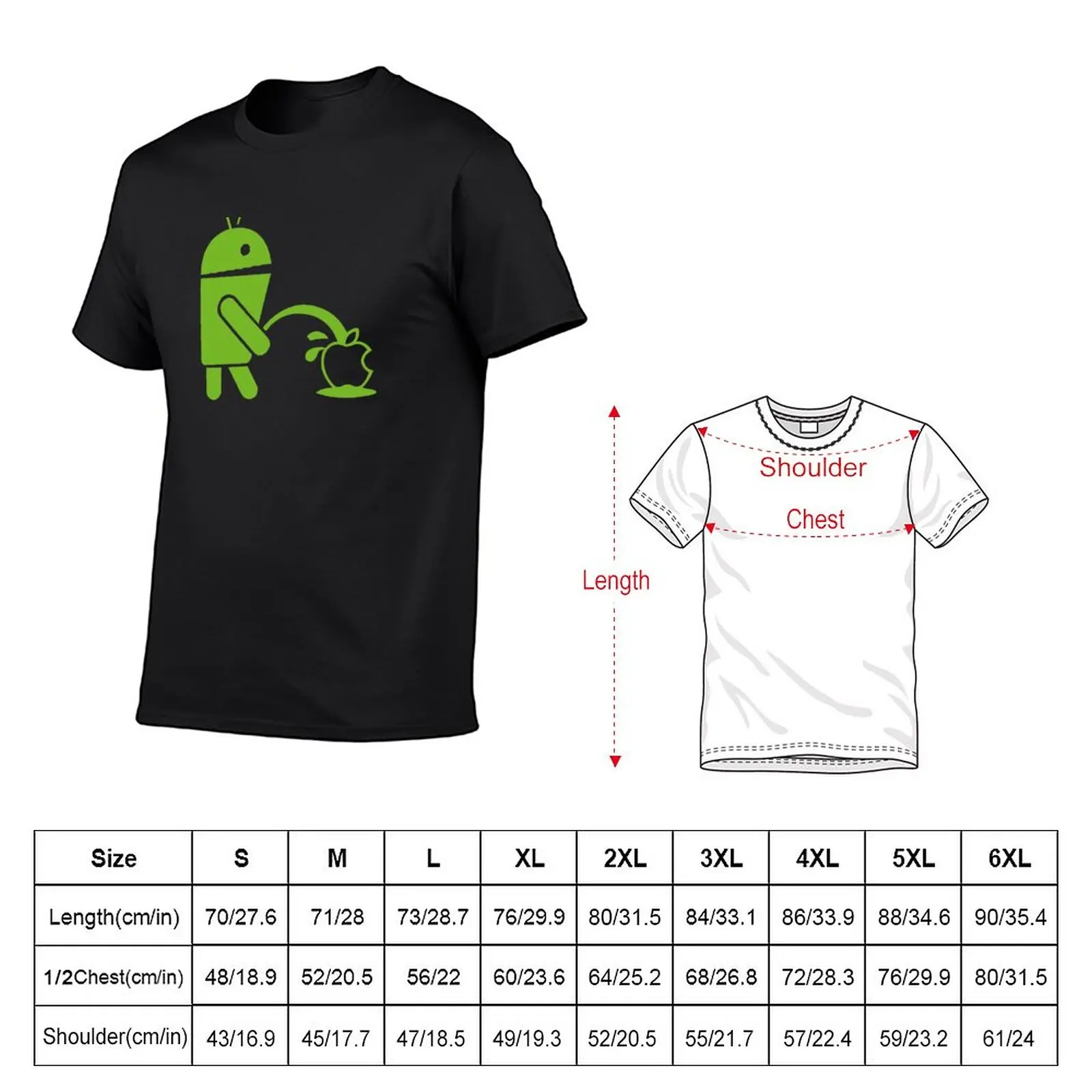 New Android Peeing On Apple Cool T-Shirt T-shirt for a boy plain t-shirt men long sleeve t shirts