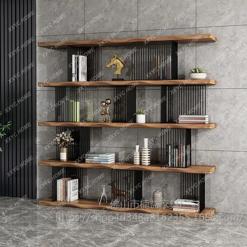 Q  solid wood full wall multi-layer shelf living room wall bookcase