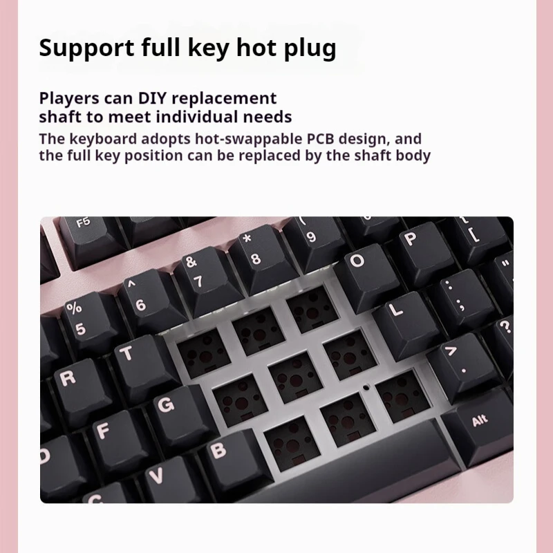 SP-STAR D82 PRO + لوحة مفاتيح ثلاثية الوضع مع شاشة حشية مبادلة ساخنة تدعم GIF DIY RGB لوحة مفاتيح ميكانيكية وردية مخصصة للفتيات