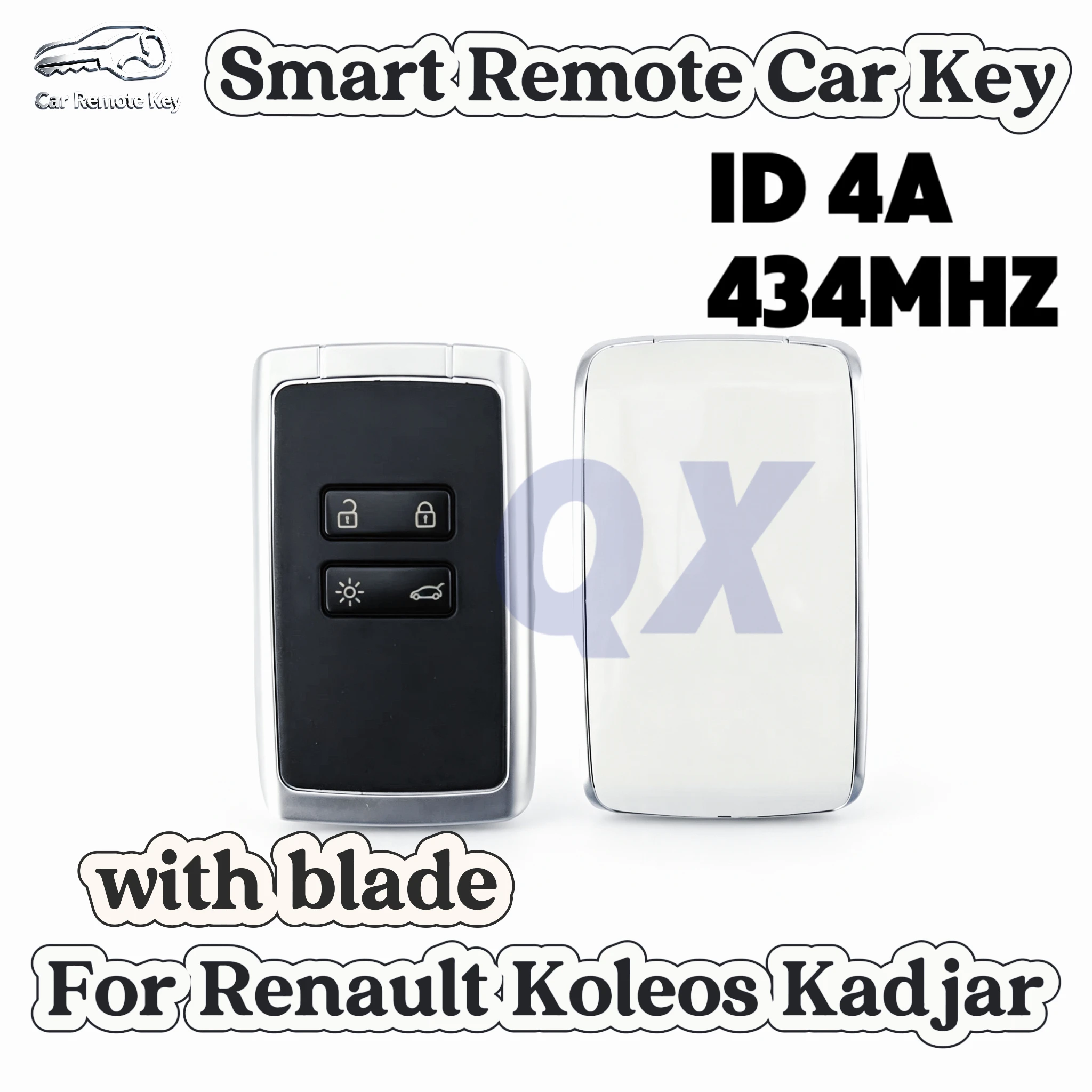 Smart Remote Car Key Compatible For Renault Koleos Kadjar,ID4A 434MHz with blade