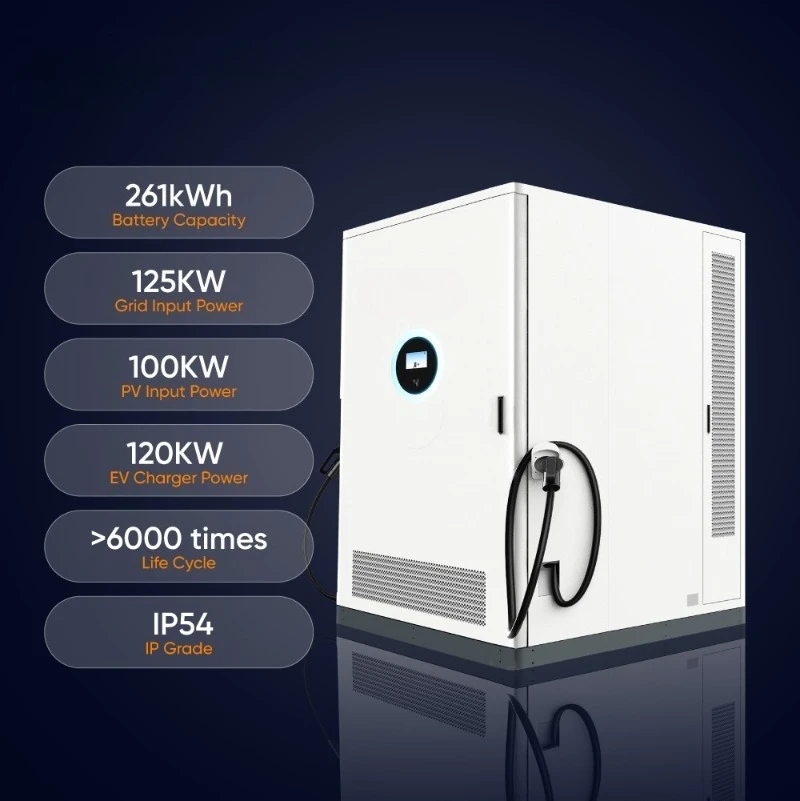 All-in-One PV  EV Charging Station 22Kw 100Kw 120Kw 261Kw Ip54 Integrated Solar Storage Charging System