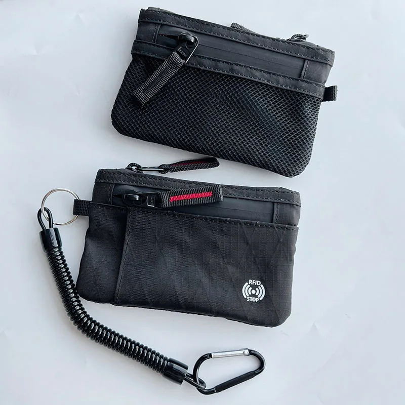 X-PAC Cartera delgada de viaje Rfid tarjetero resistente a la intemperie bolsa con cremallera billetera para efectivo y tarjetas con bloqueo RFID con mosquetón