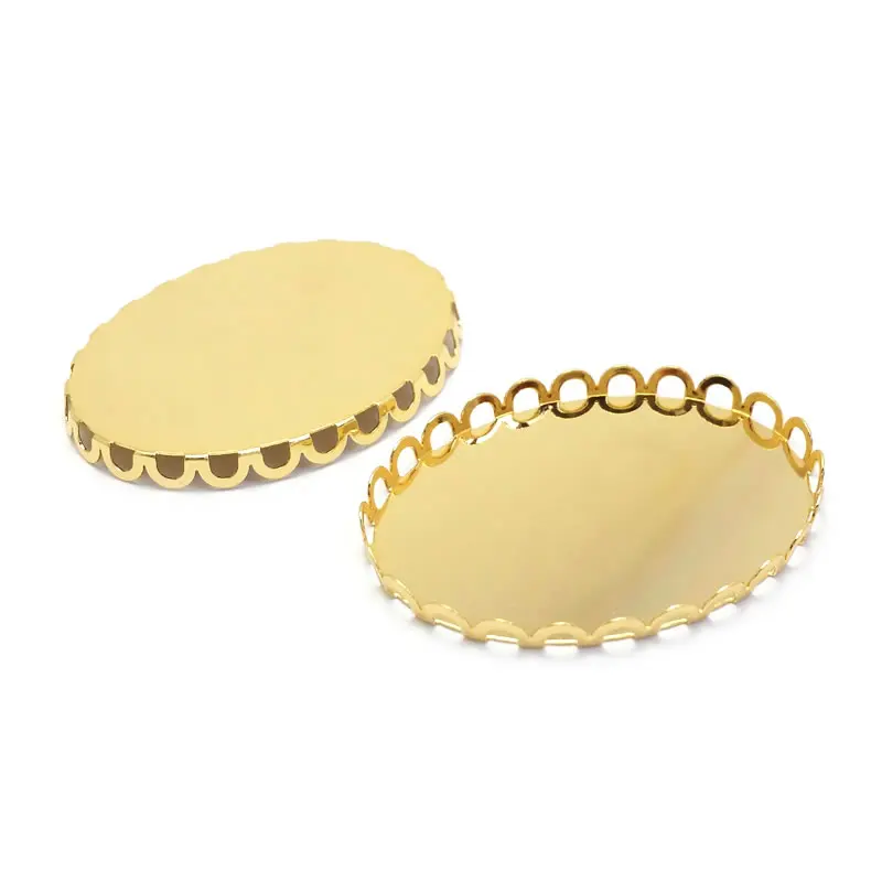 Wewnątrz 25x18MM 40x30MM 18K złoty kolor mosiądz owalne koronkowe tace ramki podstawa Cabochon koraliki ustawienia akcesoria do wyrobu biżuterii — zdjęcie 4