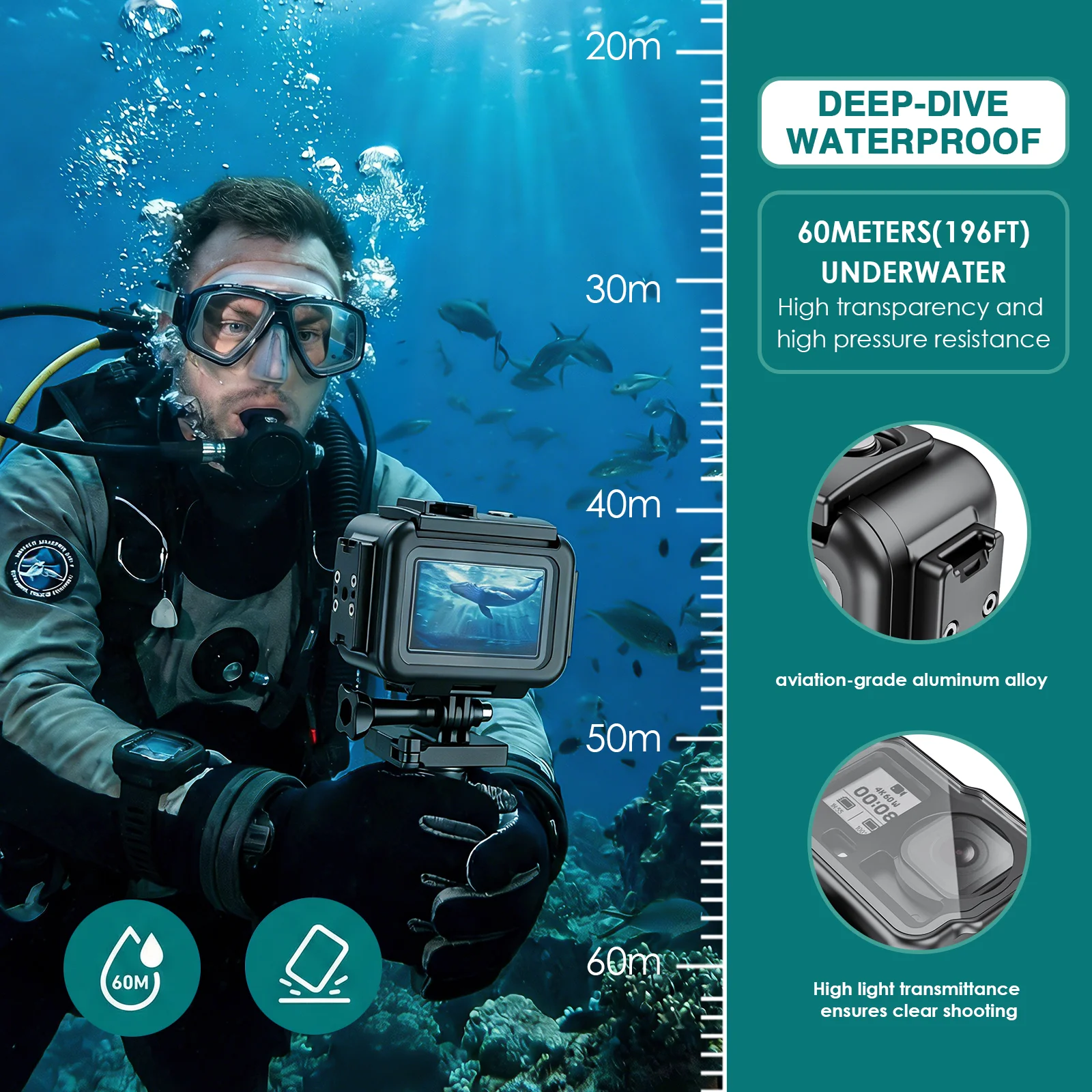Seafrogs Underwater Camera Housing 80M/262FT Depth for DJI OSMO 6/5/4 Models Durable Waterproof Case for Dive Photography