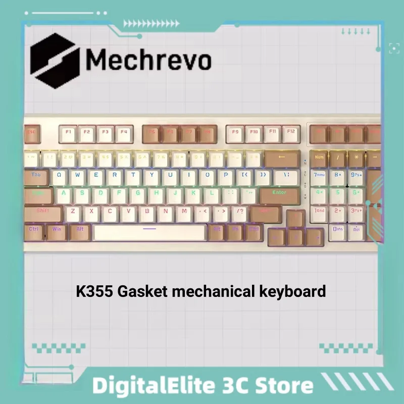 

Mechrevo K355 Mechanical Keyboard Gasket Wired Game Keyboard 98 Key Mixed Color Backlight Keyboard brown Keycap Cyan Switch