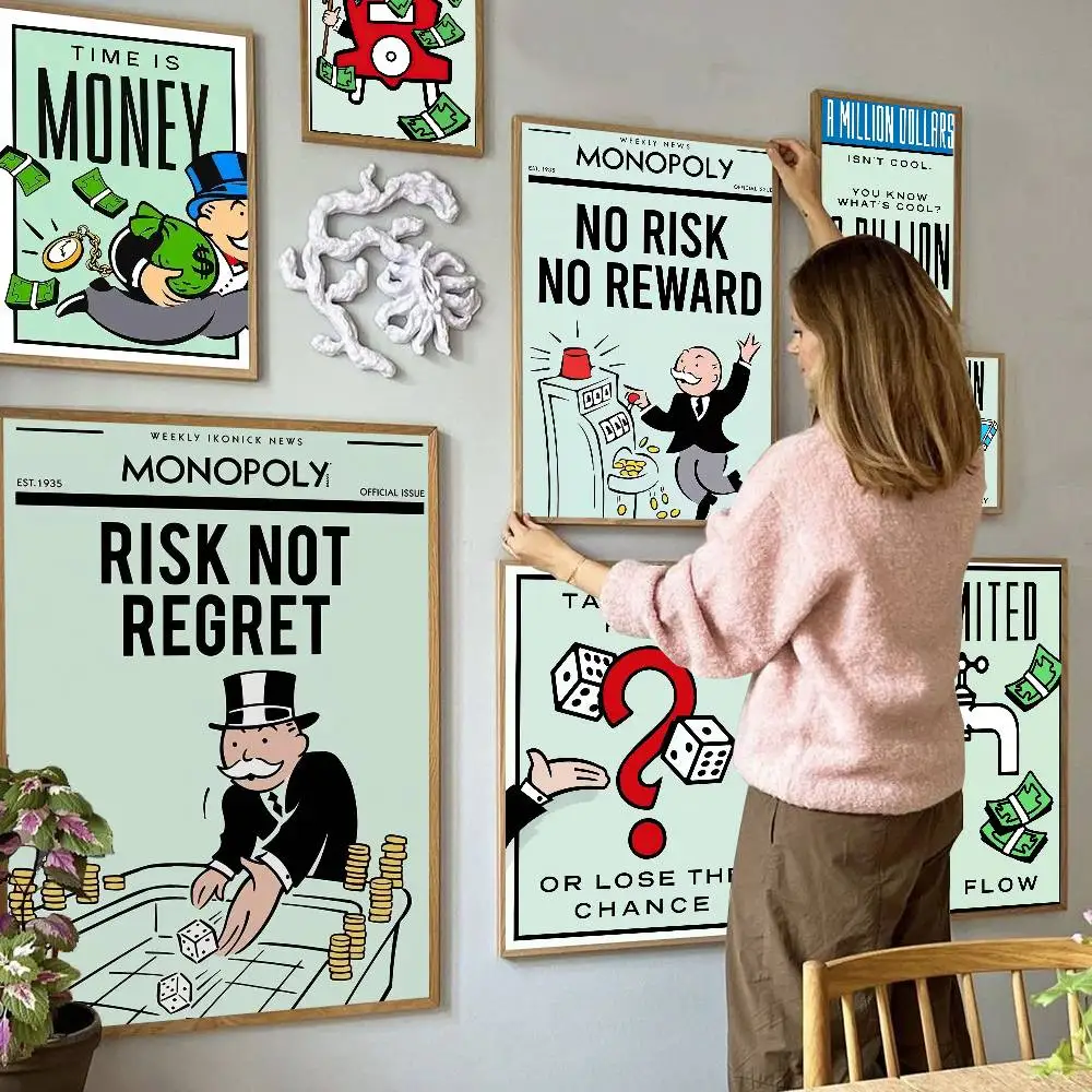 Monopoly Millionaire Dollar Money Classic Vintage Posters Whitepaper Prints Posters Artwork Kawaii Room Decor