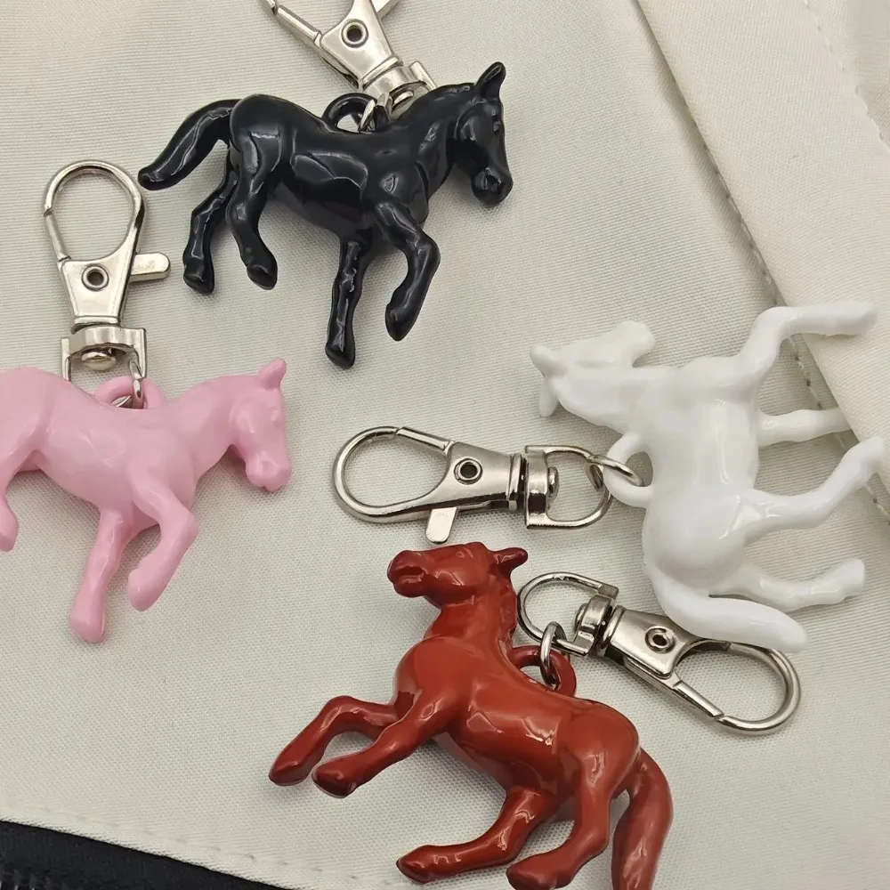 Cute Acrylic Cartoon Animal Stereoscopic Small Horse Keychain for Women Multi-Functional Keychain Chains Decoration Accessories