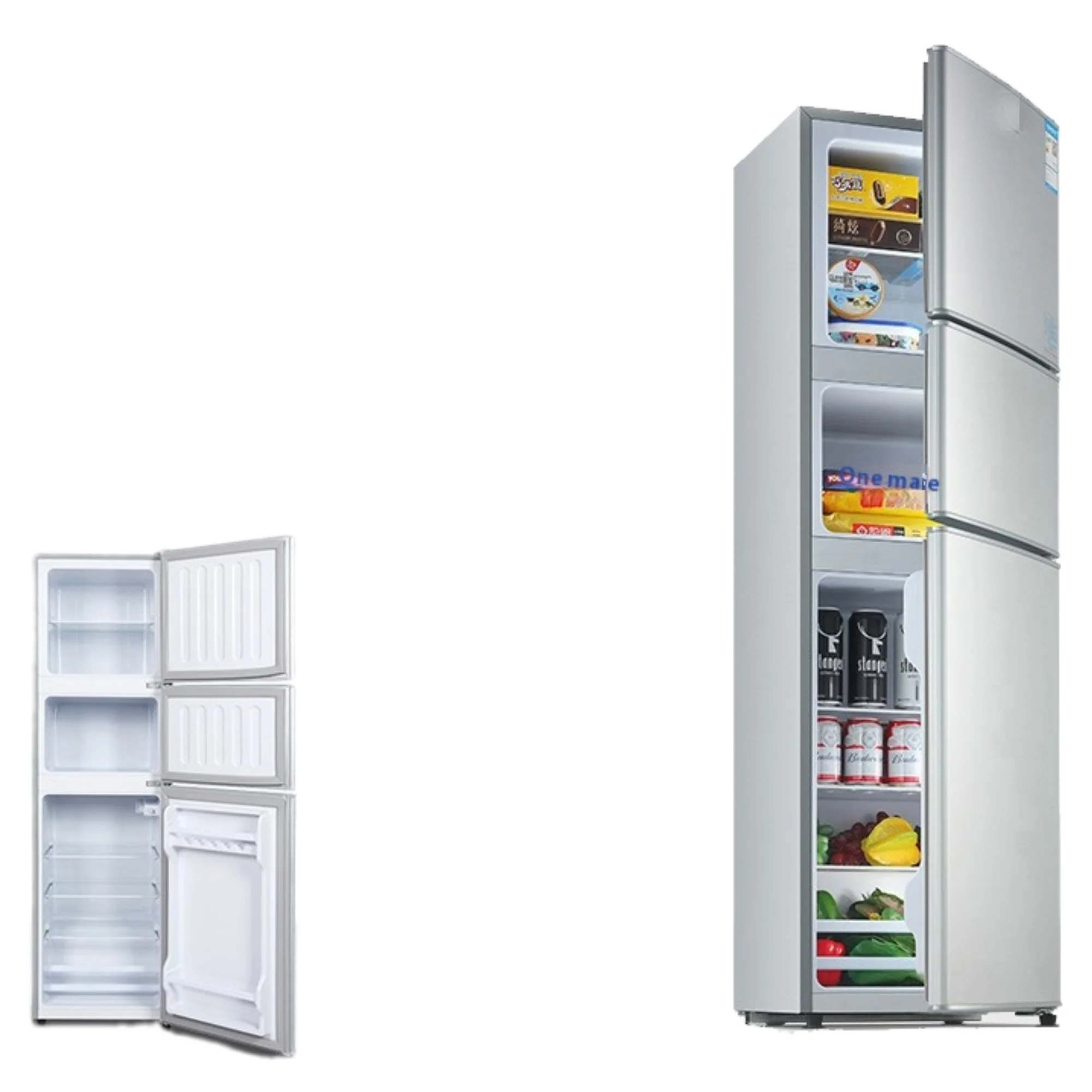 Geladeira de três portas de 206 litros, freezer doméstico, freezer inferior, geladeira de grande capacidade, preço de venda de fábrica é barato BCD-206