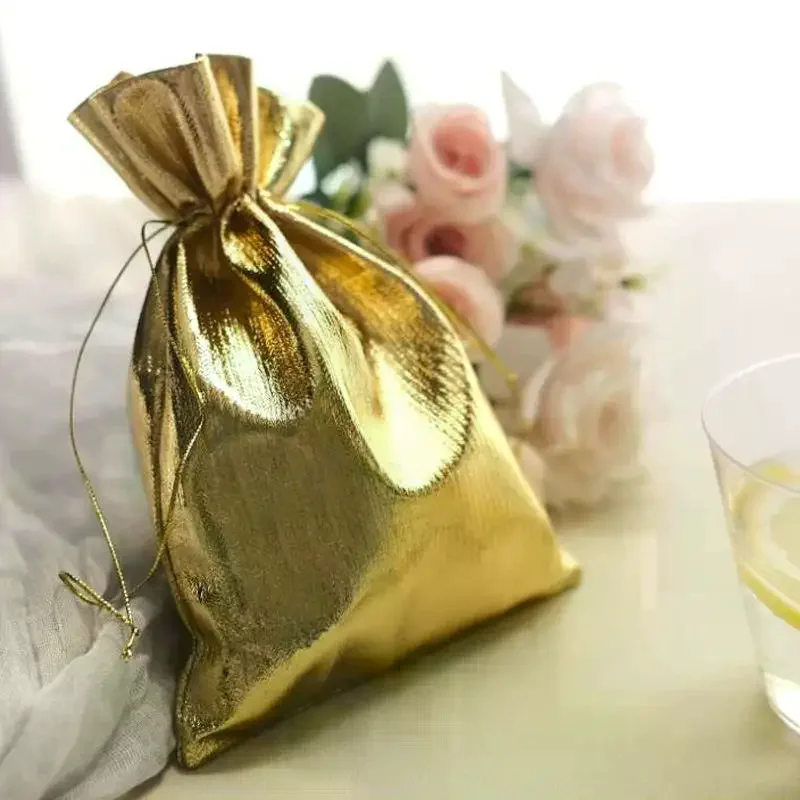 10pcs Silver/Gold Colors Gift Bag Adjustable Jewelry Packing Drawstring Velvet Bag Wedding Party Gift Cotton Bags Pouches