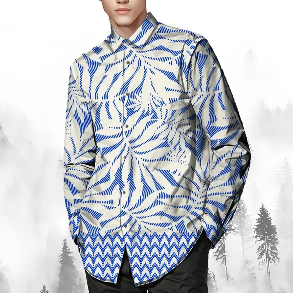 Chemise hawaïenne imprimée pour hommes, chemise boutonnée, manches longues, robe de soirée, automne, hiver, printemps, été