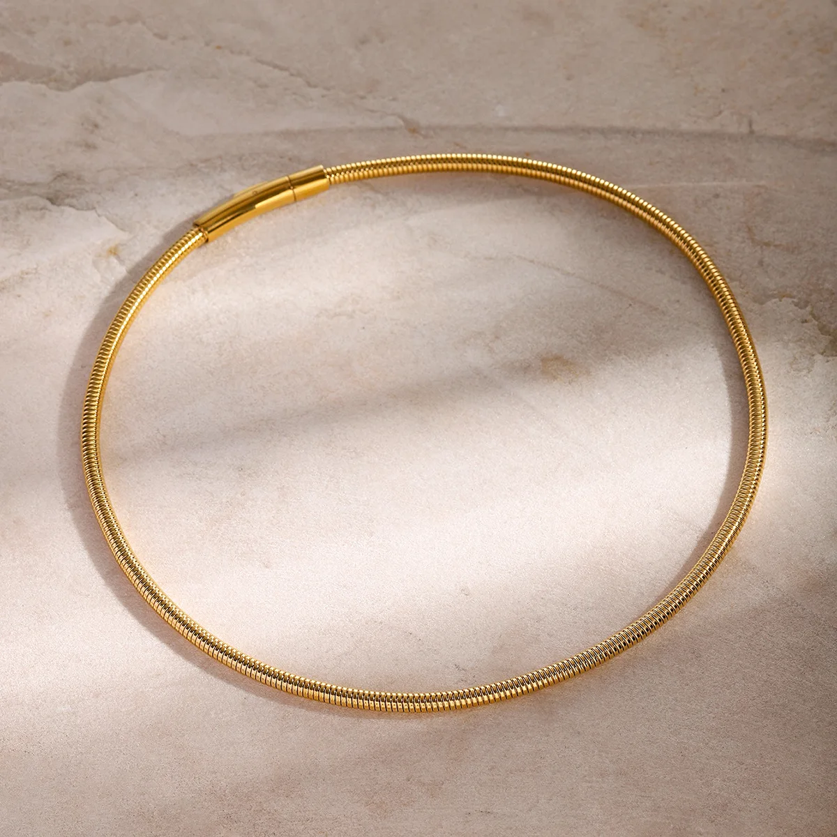 Stainless Steel PVD 18K Gold Plated Tarnish Waterproof Simply Snake Chain Choker Necklace For Woman Jewelry Wholesale Trendy