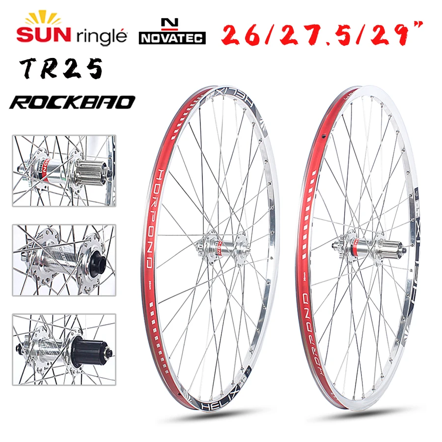 SUNRingle-MTB Bike Wheelset TR25 Rockbao 26  27.5 29  Novatec D041 D042 7-12S HG MS XD Cassette Vacuum Silvery Bicycle Wheel