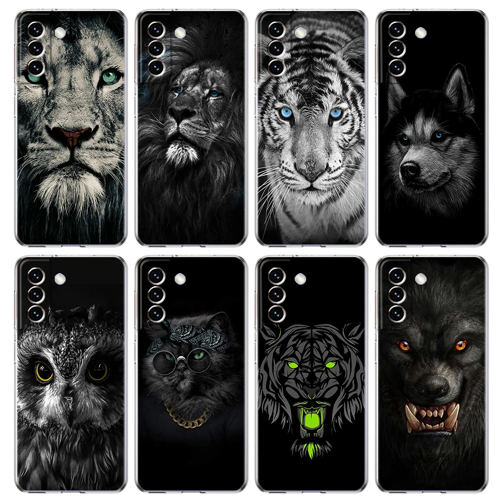 Phone Case For Samsung Galaxy S26 S25 S24 Plus S23 FE S22 S21 S20 Ultra 5G S10 Soft Clear Cover Animal Lion Wolf Tiger Cute
