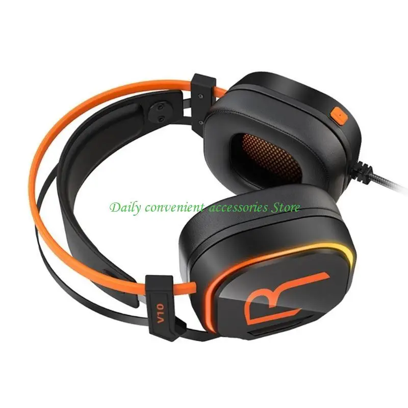 97QB USB 7.1CH Over Ear Headsets Headphones with Vividly Lights Clear Sound Ergonomic