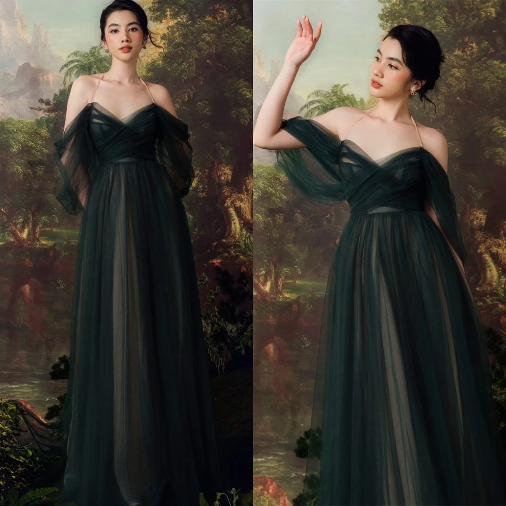 

Customized Fashion Tulle Evening Dress Exquisite Halter Off the Shoulder Homecoming Dresses Temperament Vestido De Festa