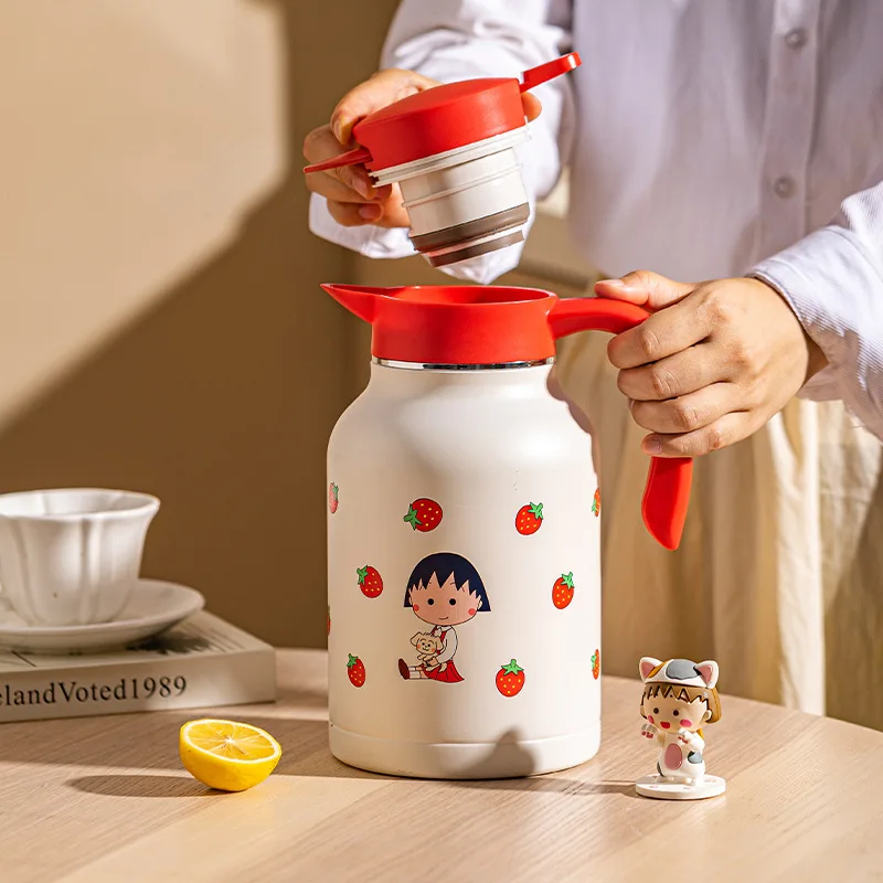 Kawaii Chibi Maruko-Chan Anime Cartoon Household Insulated Kettle 316 Stainless Steel Thermos Kettle Hot Water Bottle Thermos