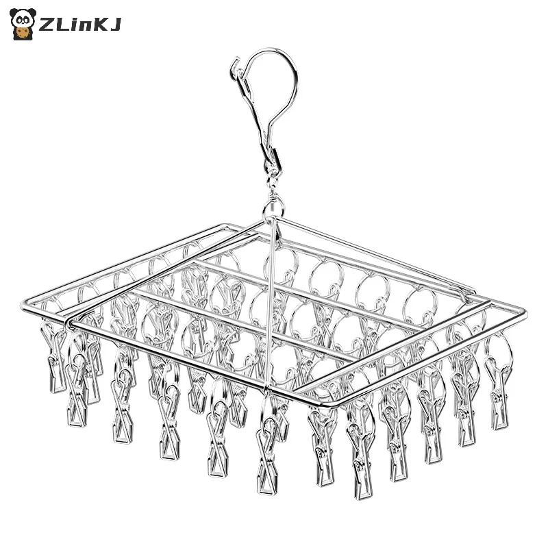 ▶1Pcs Metal Windproof Clothespin Laundry Hanger Clothesline Dryer Bra Towel Rack Clothes Airer Peg Hook Drying Sock