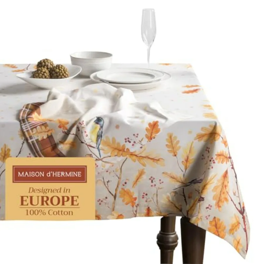 

Table Cloth Rectangle Table 100% Cotton 70 x 120 Inches Fall Tablecloth Reusable Everyday Use for Thanksgiving Christmas Decorat