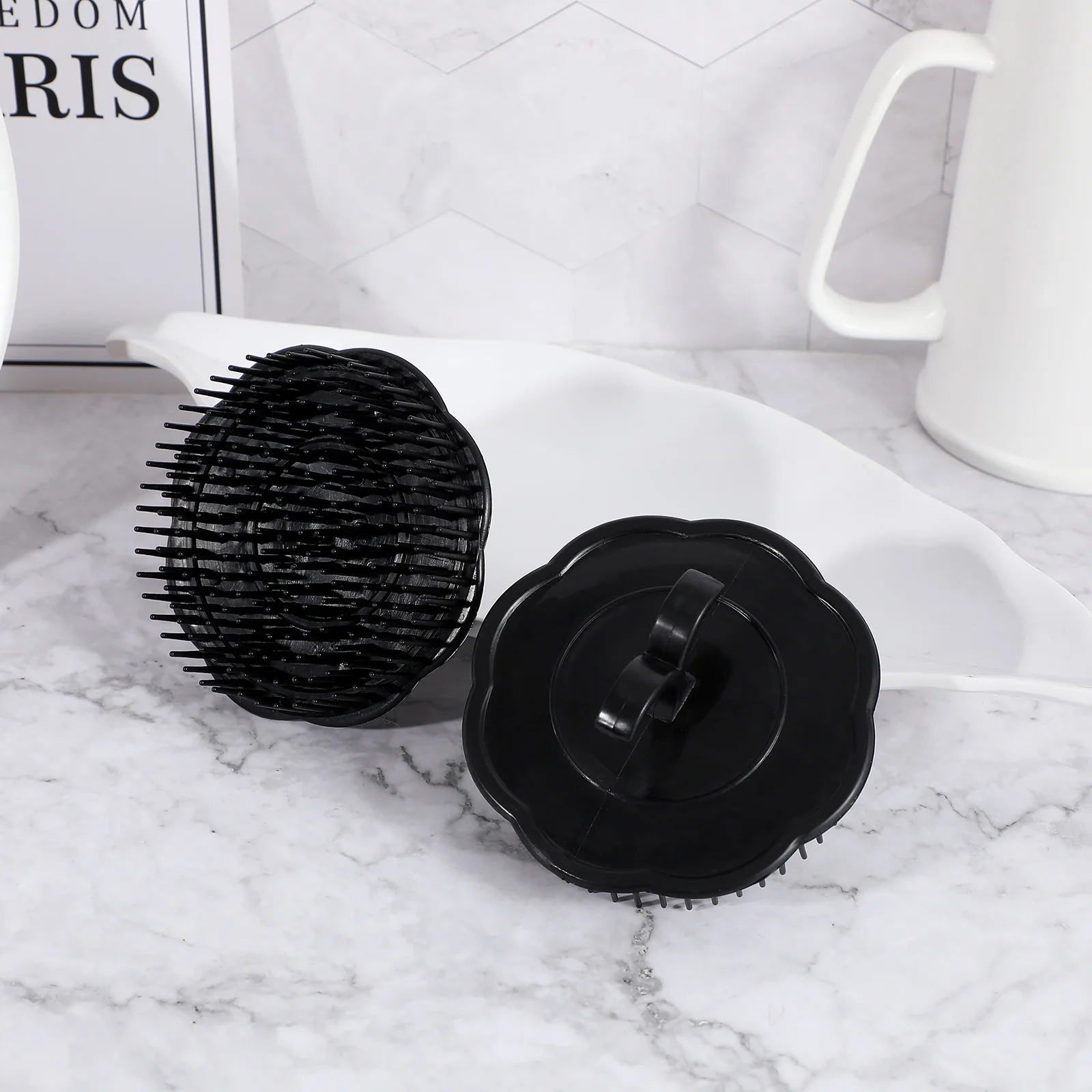 

Frcolor 4pcs Hair Shampoo Brush Scalp Care Hair Cleaning Brush Hair Massager Brush (Black) scalp shampoo brush