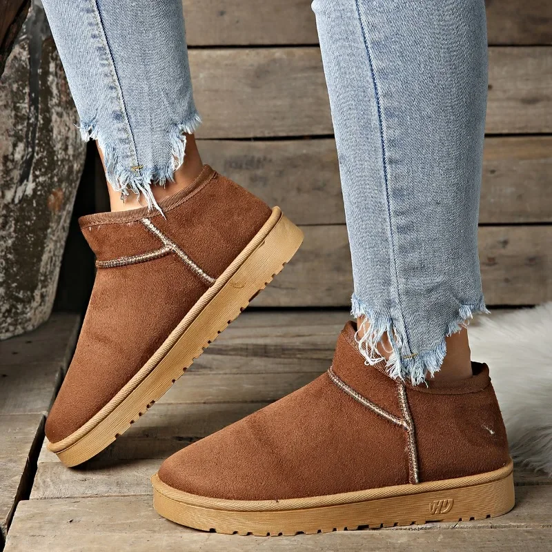 Botas de neve leves para mulheres, apartamentos, quentes, confortáveis, casuais, ao ar livre, caminhando, moda, novo, inverno, 2022