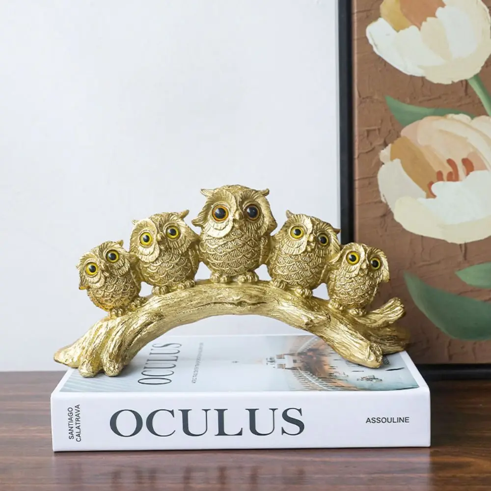 المشهد الصغير الراتنج البومة زخرفة الإبداعية لطيف الحيوان تمثال حية مقاوم للماء مصغرة تمثال النحت خزانة #5