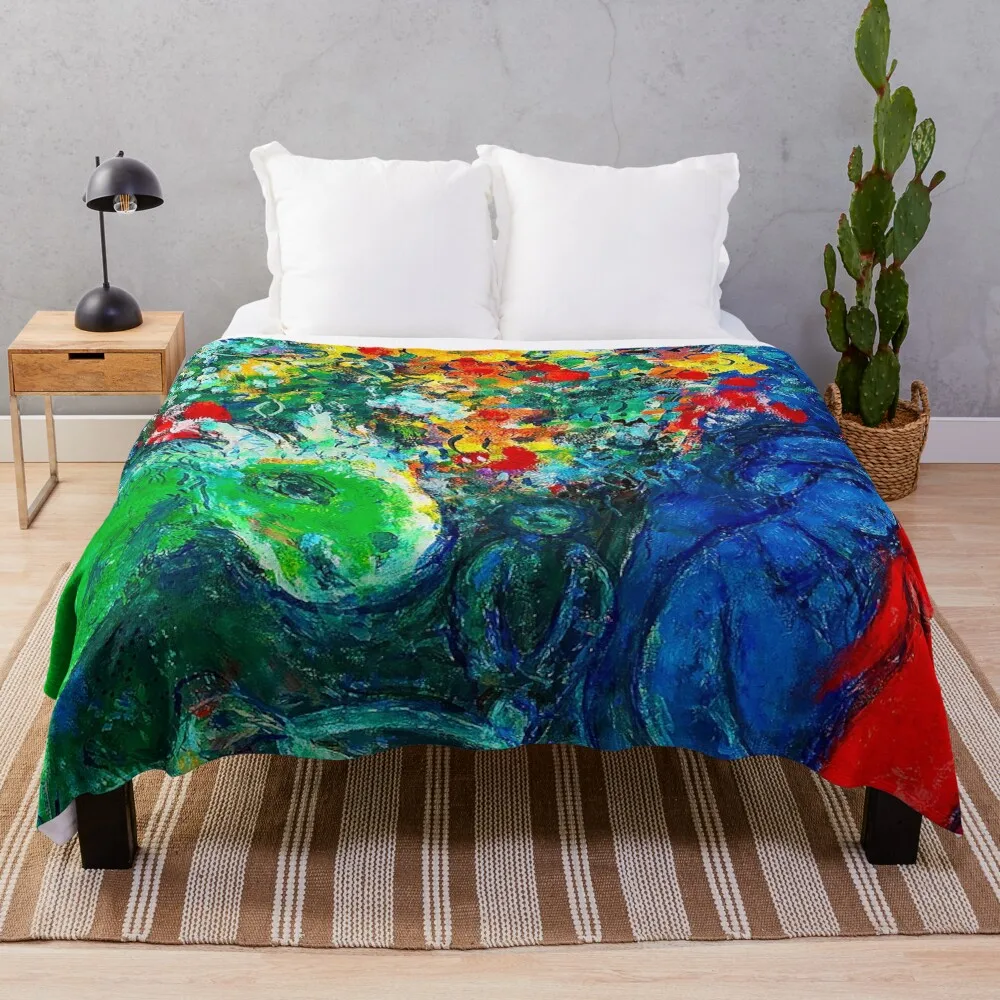 green horse by marc chagall Throw Blanket Luxury Designer Blankets For Sofas Travel Moving Blankets