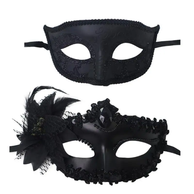 

39BD 2 Pcs Venetians Mask Half Face Mask Halloween Mask Costume Mask Masquerade Mask Party Mask Mardi Gras Mask for Carnivals