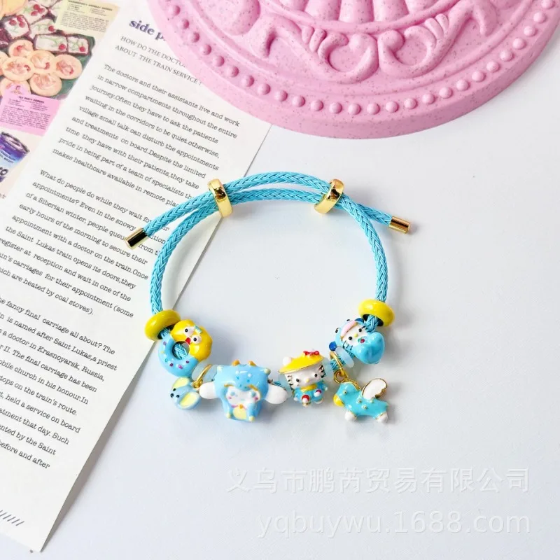 Sanrio família animação periférica acessórios diy pulseira hellokitty dopamina gotejamento óleo pintado à mão diy pulseira