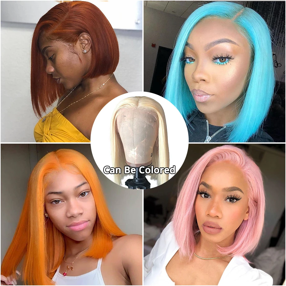 13x4 Lace Frontal Human Hair Wig Transparent Lace Front Wigs For Black Women Short Bob Wig Remy Straight Natural Wig