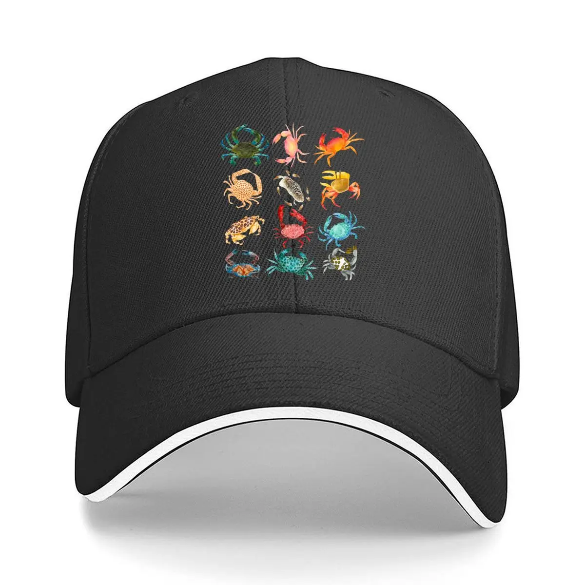 Various Watercolor Crab Patterns Ocean Sea Life Hip Hop hat Fashion Outdoor Sports Sandwich Baseball Cap