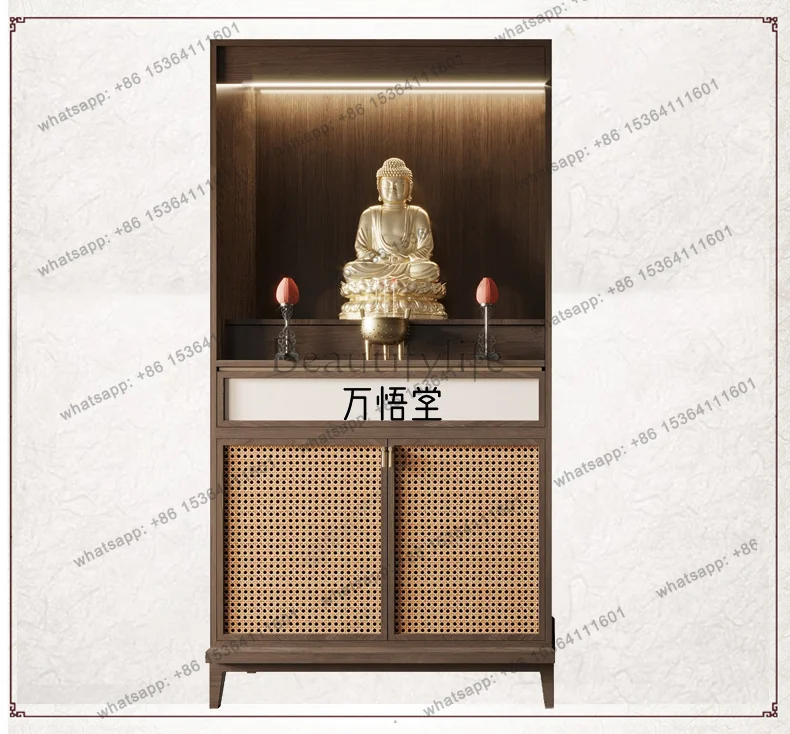 LSBuddhist niche, Buddhist cabinet offering table, shrine Buddhist platform rattan weaving cabinet offering