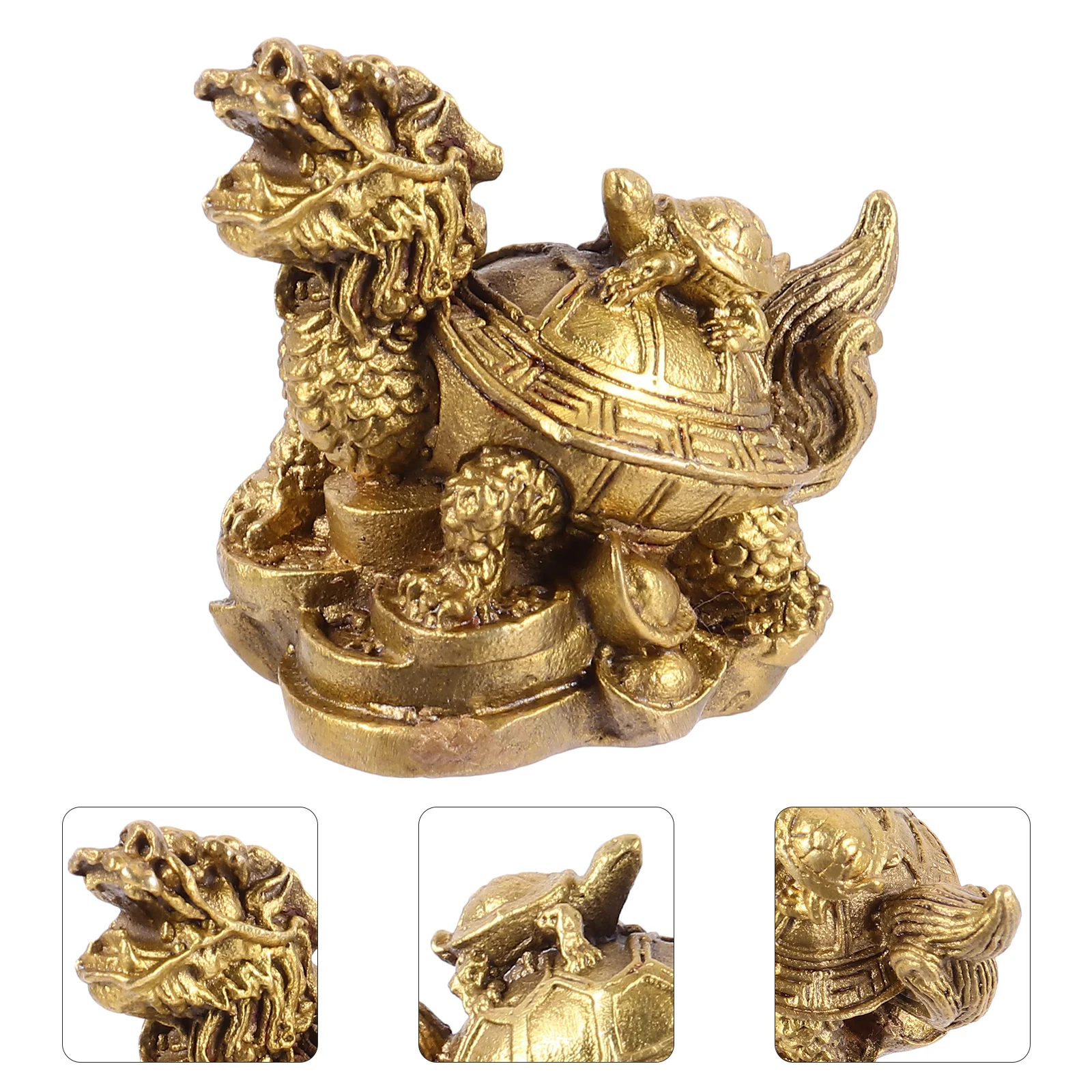 

1Pcs Dragon Turtle Resin Ornament Feng Shui Decor Dragon Tortoise Statue Good Fortune Health Prosperity Charm Resin Crafts