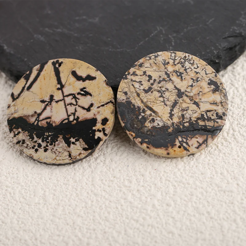 Natural Grass pine Round Disc Shape Earrings Beads For Jewelry Making , DIY Jewelry, Gemstone Earrings,Gemstone Jewelry 33mm