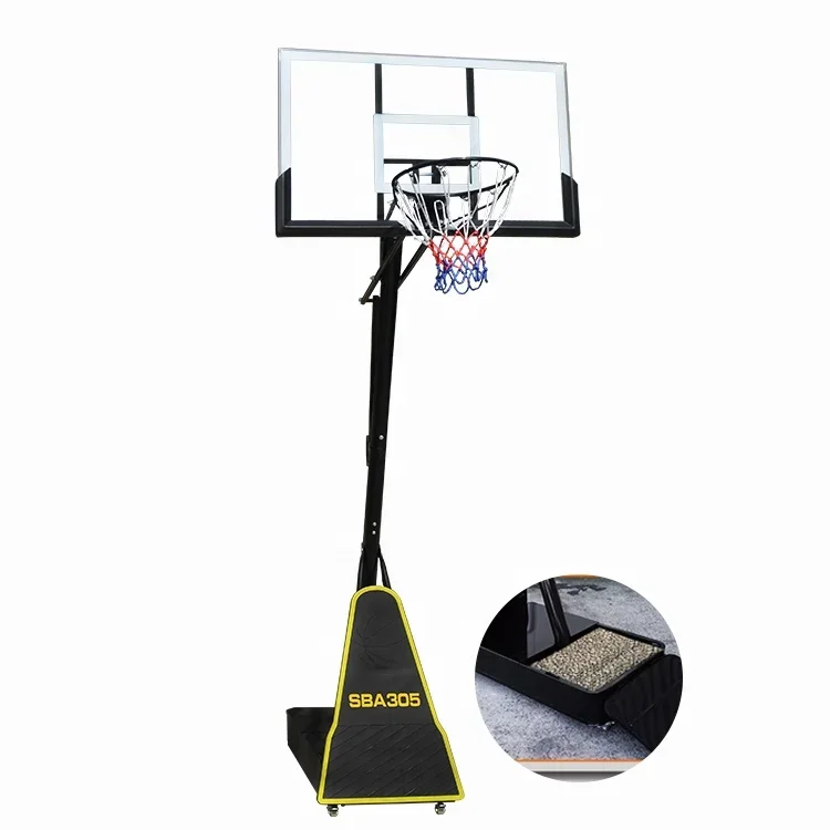 

Backboard Size140x82cm(54"x32") Portable Moveable Adjust Adults Basketball Hoop Stand With Steel Base