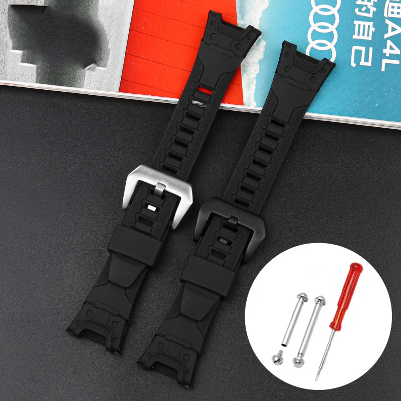 Men Bracelet Watchband For Casio PRG-110Y/PRW-1300Y Watch bands Black Silicone Rubber watch Strap