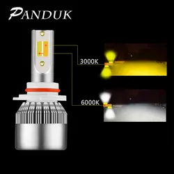 PANDUK 2 Pcs Car Headlight Bulb H1 led H3 H4 H7 H1 Led Super Bright 3000k 6000K Double Color Headlamp H11 9005 LED 9006 HB4 880
