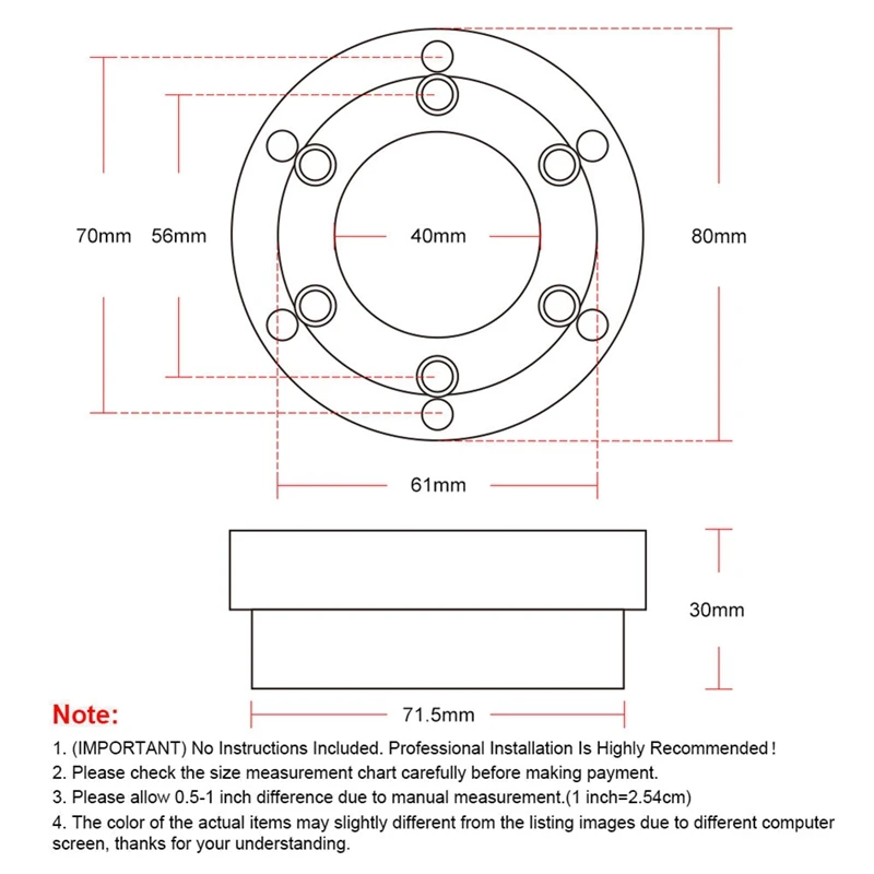 For Logitech G29 G920 G923 13/14Inch Steering Wheel Adapter Plate 70Mm PCD Racing Car Game Modification