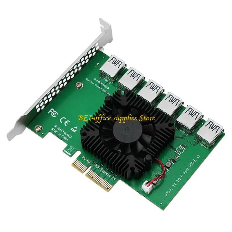 

A9LC 1 to 6PCIEX1 to X16 Graphics Card 6PCS Slot Adapter Powered Riser Adapter Card PCI for Express Multiplier Riser Card