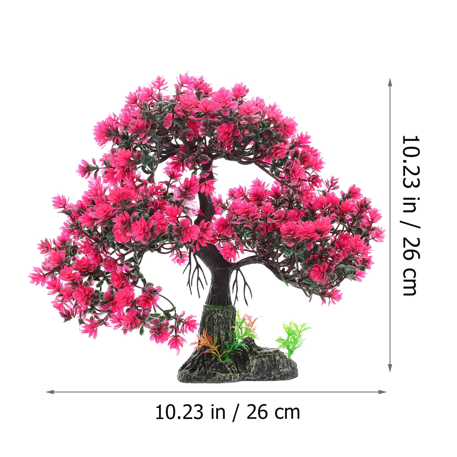 

Fish Tank Simulated Water Grass Rockery Decor Trees Potted Plant Fake Bonsai for Aquarium Red Decoration